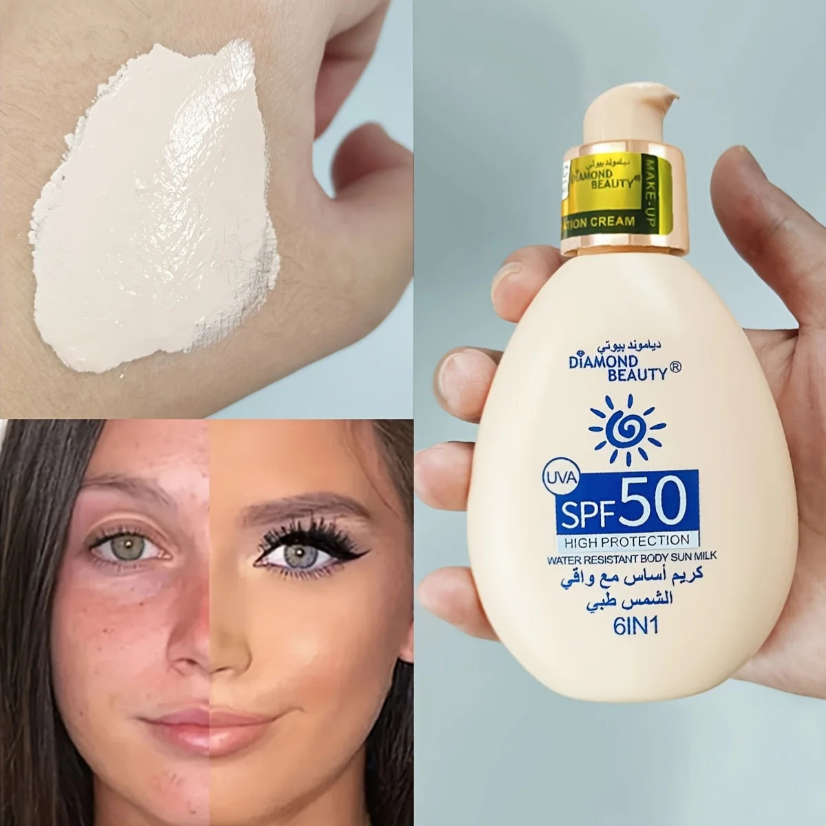 SPF50+ PA+++ Invisible Whitening Sunscreen (100ml) – Waterproof UV Shield & Makeup Primer