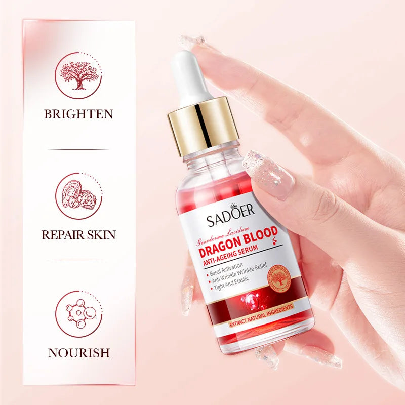 SADOER Dragon Blood Facial Serum (30ml) – Luxurious Ganoderma Extract for Deep Firming & Anti-Wrinkle
